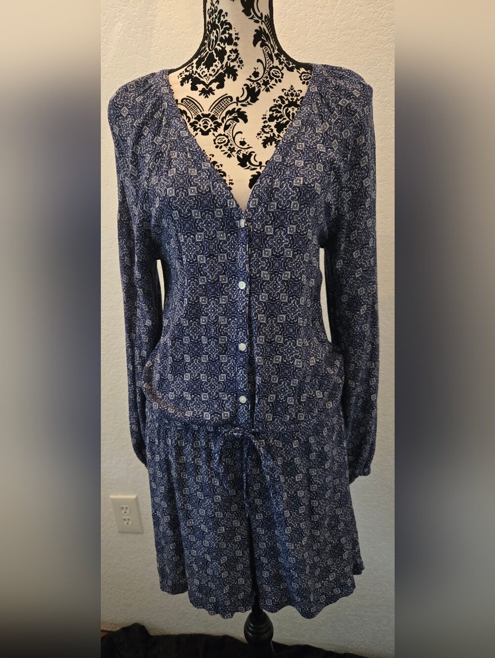 GAP Blue Printed Button-Front Romper